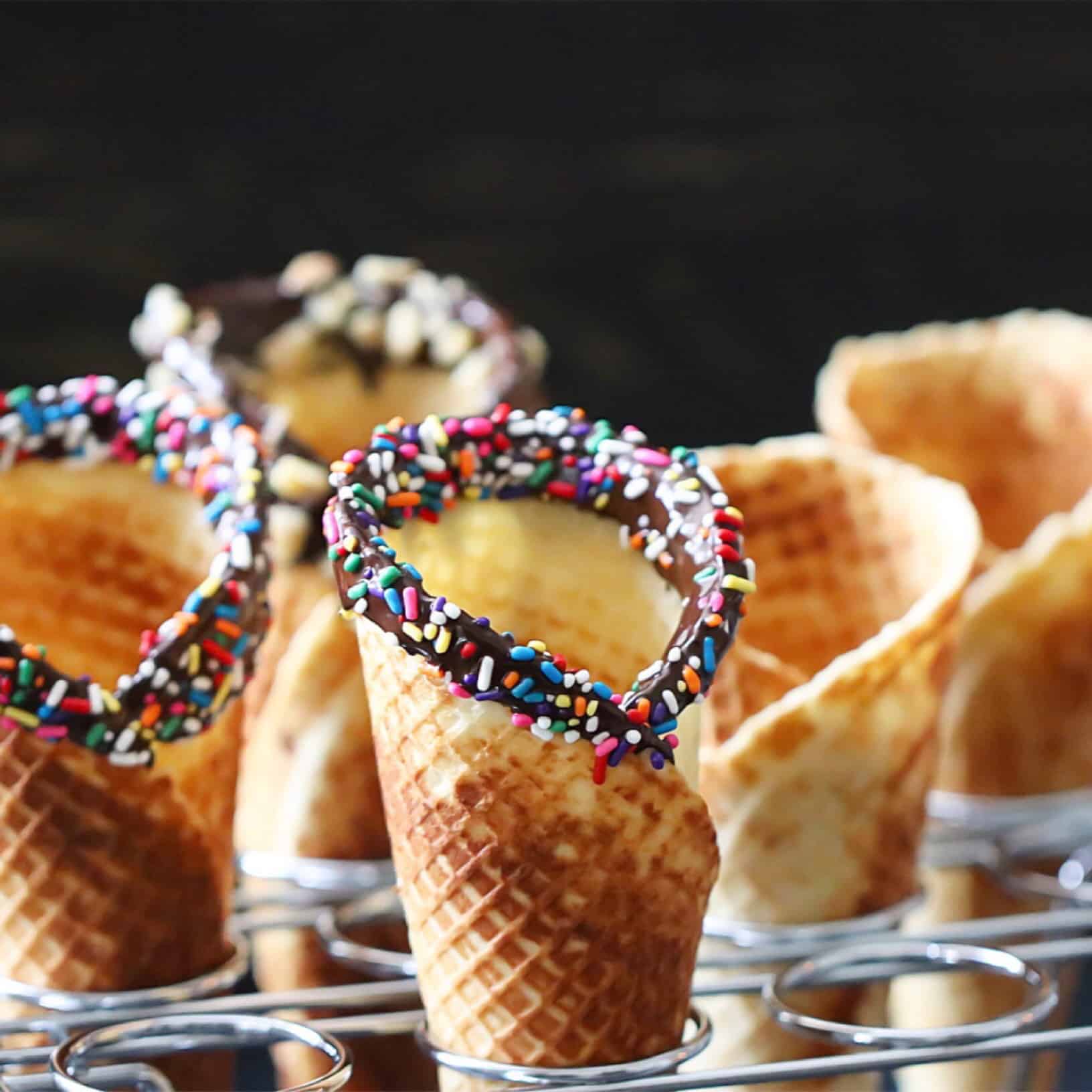 Cucinapro Mini Waffle Ice Cream Cone Maker - Bake 4 Homemade Mini Cones at Once, Black