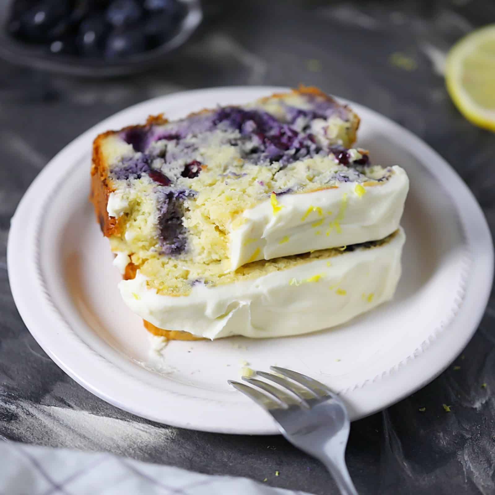 Low Carb Keto Grain Free Dairy Free Blueberry Lemon Breakfast Bread