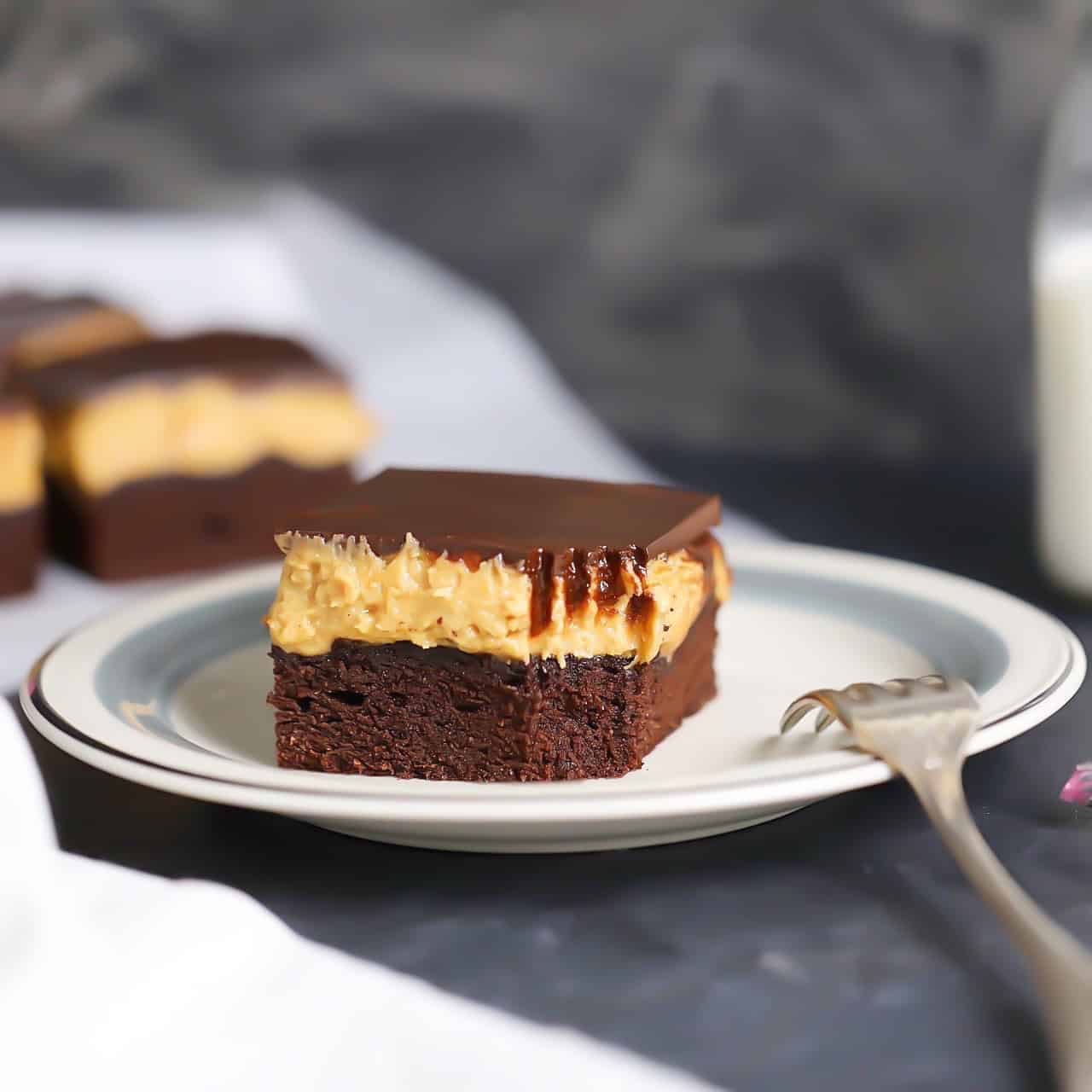 Keto Peanut Butter Brownie Cake Bars