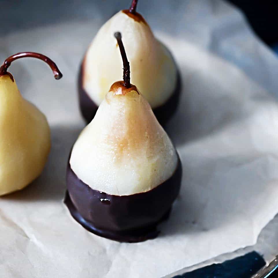 Brandy Poached Pears Above Photo