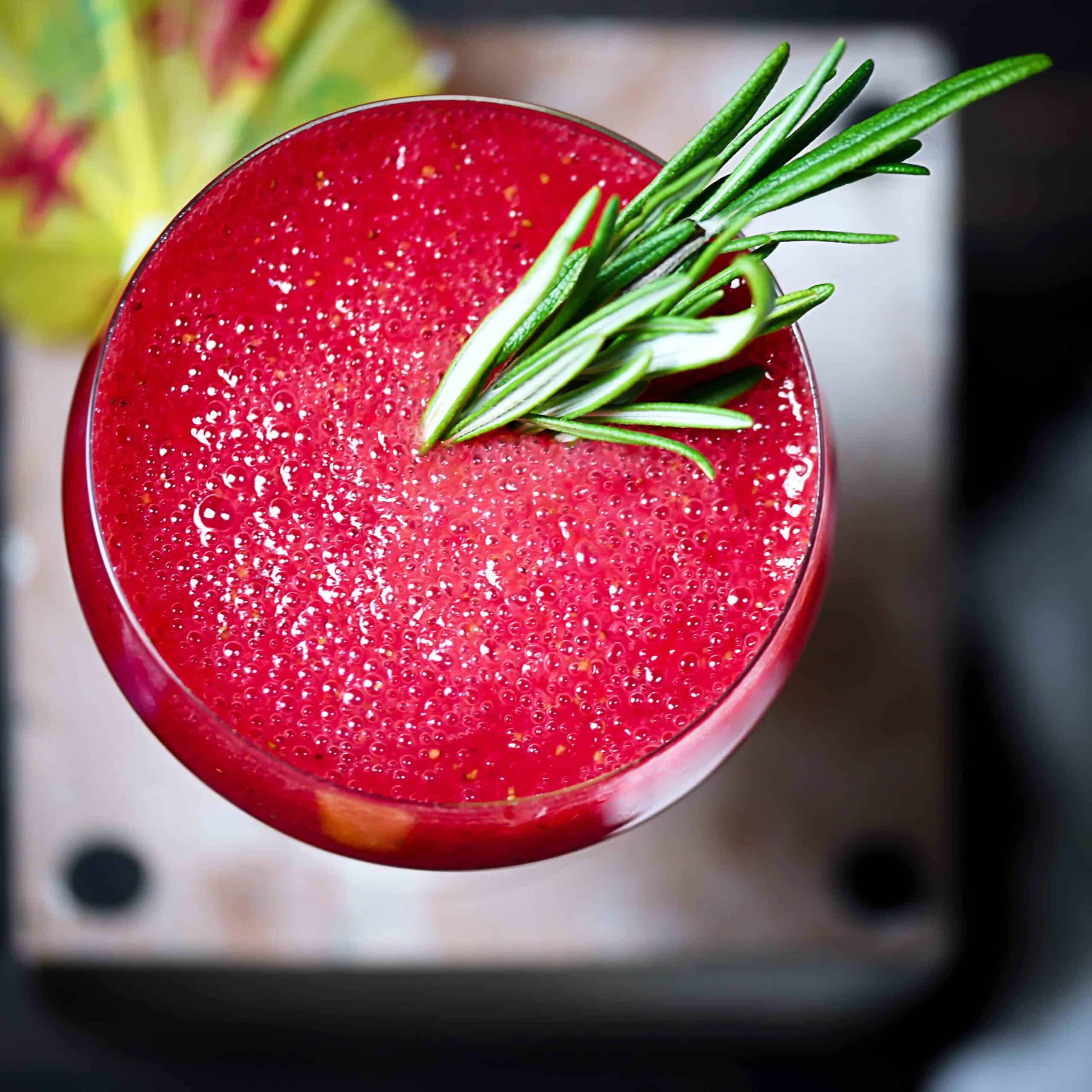 Strawberry Rum Fizz With Rosemary