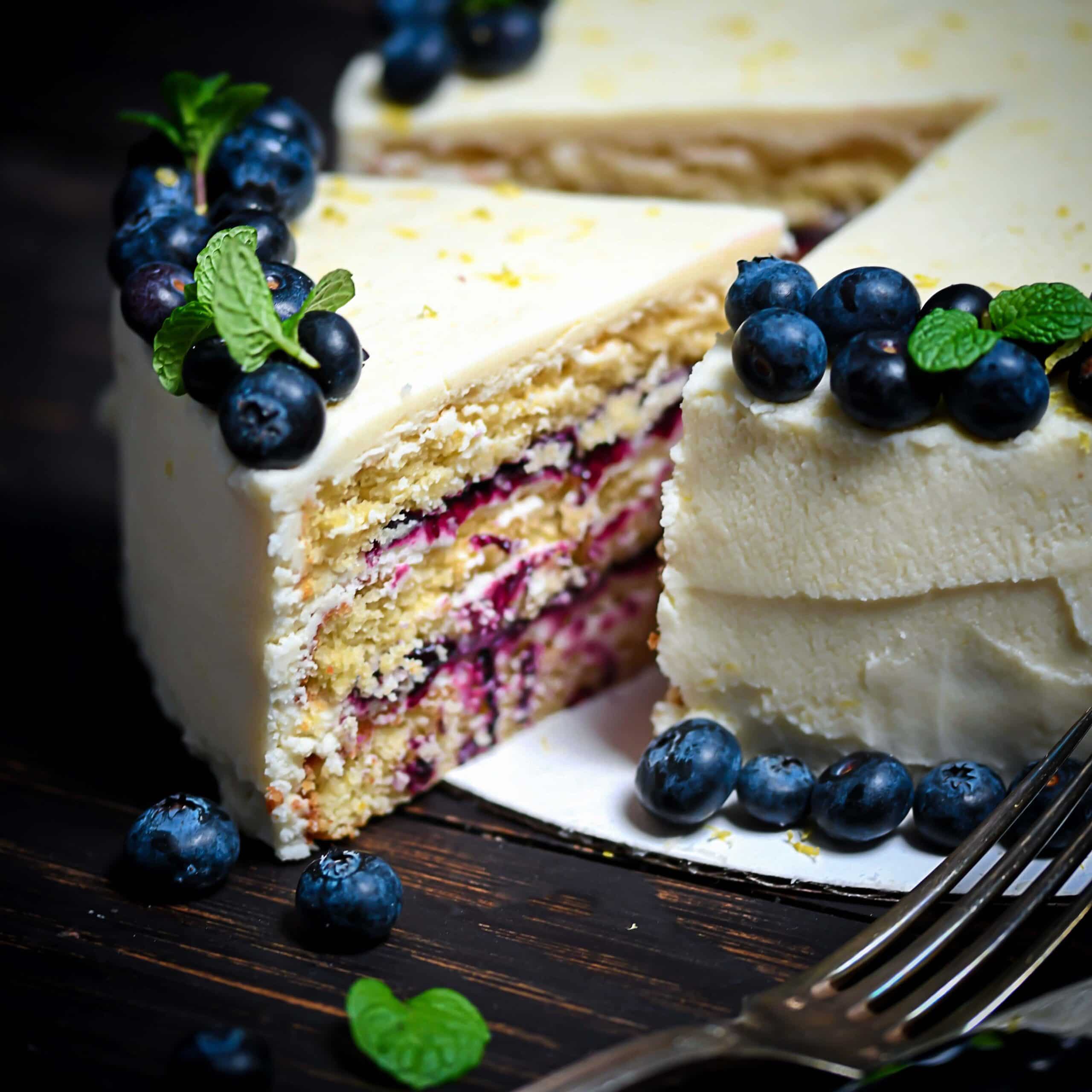 Gluten-Free Lemon Blueberry Layer Cake (Dairy-Free) - Caked by Katie