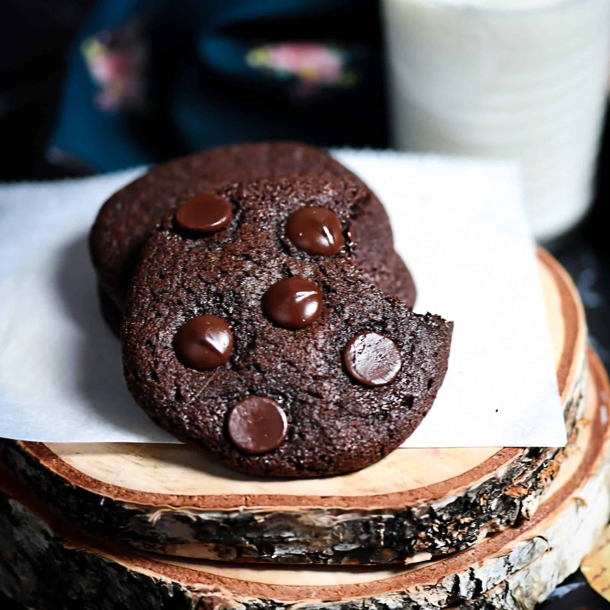 Grain-Free, Dairy-Free Brownie Cookies On Paper and Wood